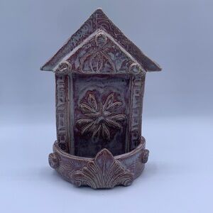 Handcrafted Studio Art Pottery Bird Bath Feeder Mauve Purple Glaze